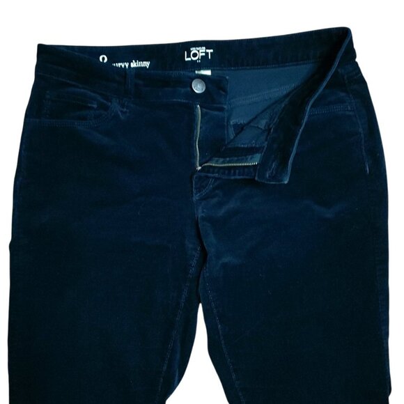 Ann Taylor Loft Pants Womens Size 8 Solid All Black Corduroy Curvy Skinny - Picture 2 of 6